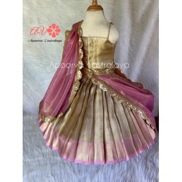 Pastel pink & gold silk lehenga