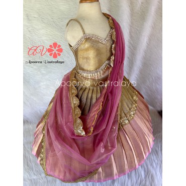 Pastel pink & gold silk lehenga