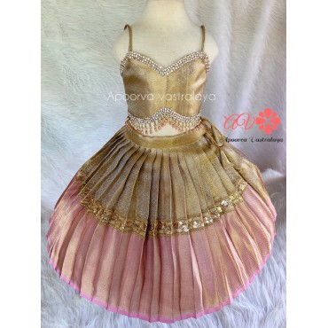 Pastel pink & gold silk lehenga