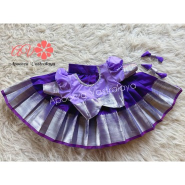 Lavender Purple silver zari silk lehenga