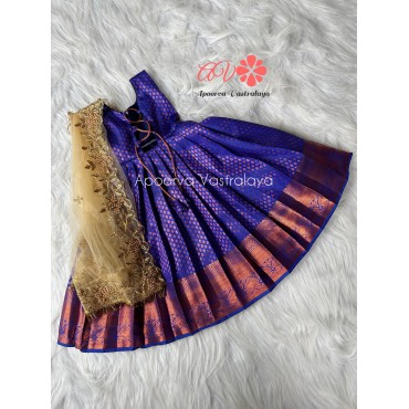 Royal blue & Gold attached Dupatta Gown