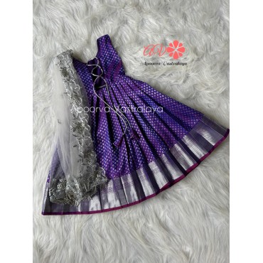 Purple & Silver attached Dupatta Gown