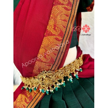 Bottle Green & Maroon Narayanpet half saree