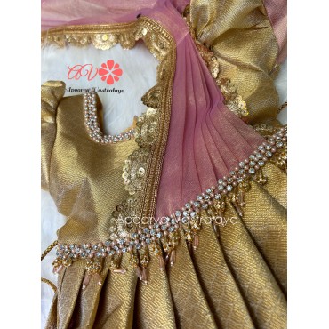 Pastel pink & gold attached dupatta gown