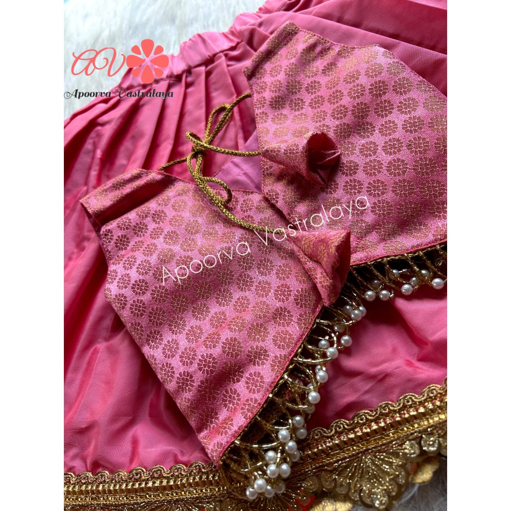 Peach Pink Banarasi silk lehenga