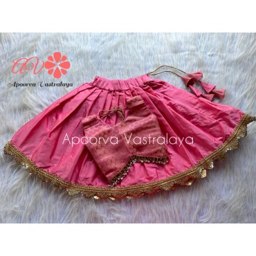Peach Pink Banarasi silk lehenga