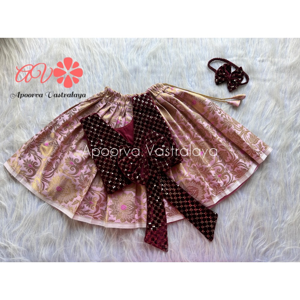 Banarasi Katan Silk and Maroon Velvet Top