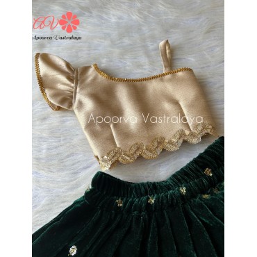 Bottle Green Velvet Silk Lehenga