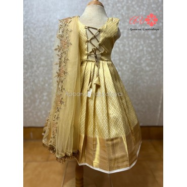 Beige attached Dupatta Gown