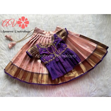 Peach and Purple Heavy Aari Pattu Pavadai