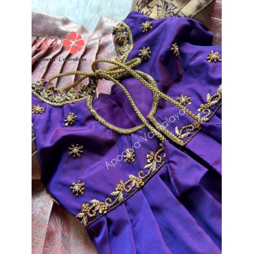 Peach and Purple Heavy Aari Pattu Pavadai