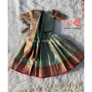 Metallic Blue Tissue Silk lehenga