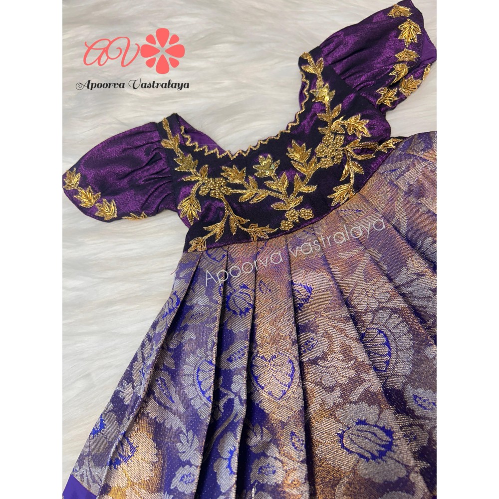 Purple Heavy Zardoosi Work Silk Gown