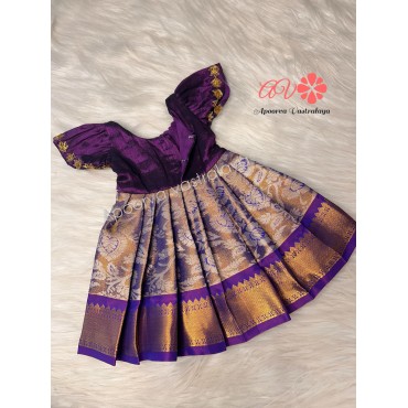 Purple Heavy Zardoosi Work Silk Gown