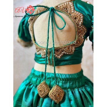 Peacock Green Heavy aari lehenga