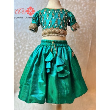 Peacock Green Heavy aari lehenga