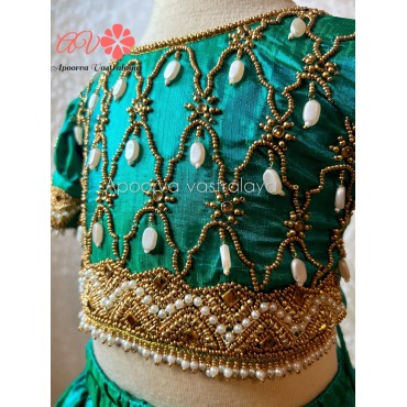 Peacock Green Heavy aari lehenga