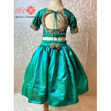 Peacock Green Heavy aari lehenga