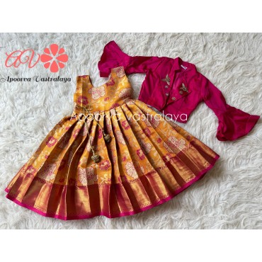 Kalamkari Printed coat pattern silk gown