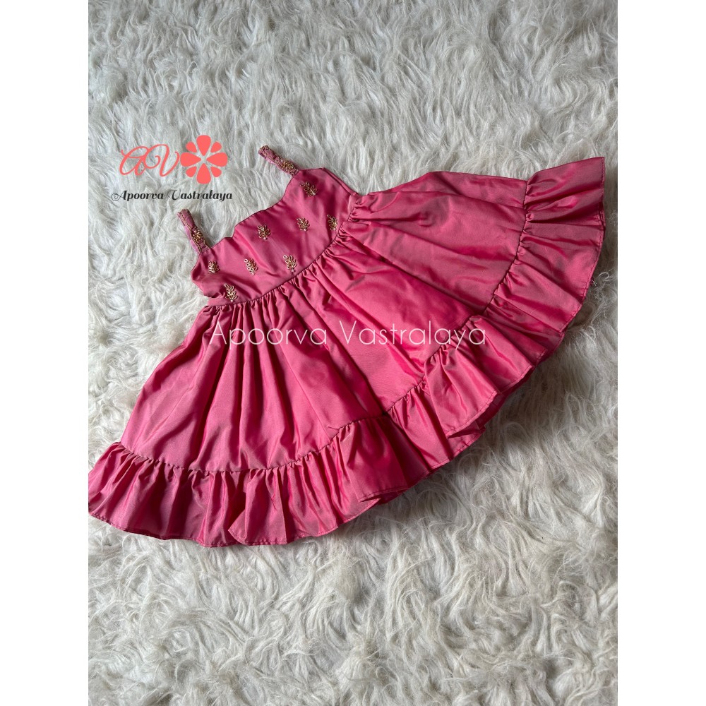 Onion pink aari silk gown