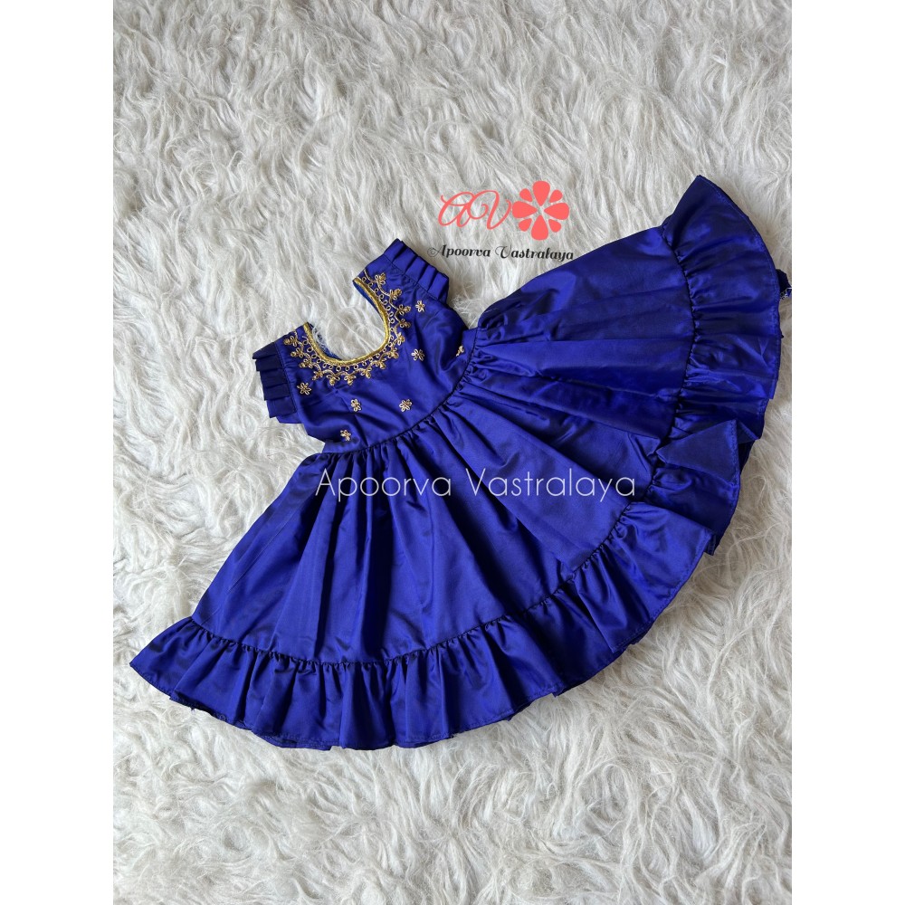 Royal Blue aari silk gown