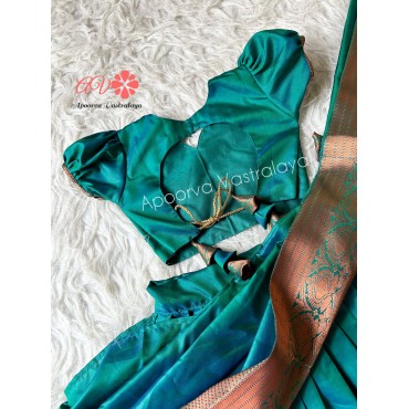 Peacock green half saree