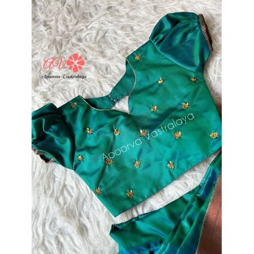 Peacock green half saree