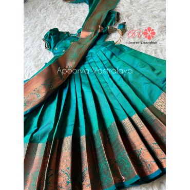 Peacock green half saree